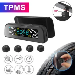 TPMS Solar Power Car Däcktryck Alarm Monitor Auto Säkerhetssystem Däcktemperatur VARNING 360 Justerbar ny