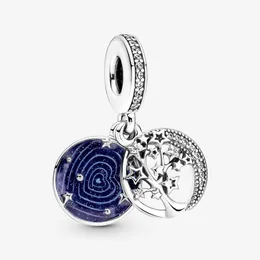 100% 925 Sterling Silver Tree Moon Star River Charms Fit Pandora Oryginalny Europejski Urok Bransoletka Moda Kobiety Ślubne Biżuteria Akcesoria