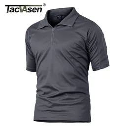 TACVASEN Summer Short Sleeve Quick Dry Polos T-shirts Men's Military Tactical Combat Tee Shirts Team Work Hiking Sport Golf Tops 210714