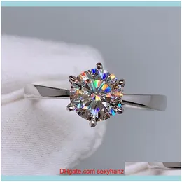 Jewelryclassic Fashion 925 Sterling Sier Ring Six Prong Crown Simulazione Diamond Wedding Jewelry Gift For Woman Cluster Rings Drop Delivery