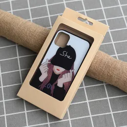 Dostosowane uniwersalne opakowanie Kraft Paper Box na iPhone 13 Pro Max etui na telefon z przezroczystym okienkiem pcv proste puste opakowanie detaliczne AS313