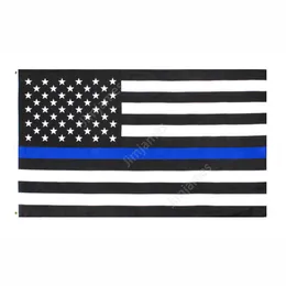 Direktfabrik Partihandel 3x5FTS 90cmx150cm Lagstiftningsofficer USA US American Police Tunn Blue Line Flag Daj33