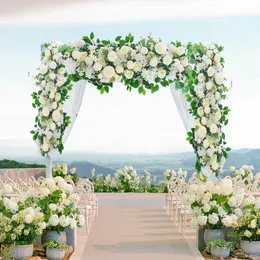 装飾的な花の花輪フラワーロウ100cm DIYウェディングアーチアキュアアキュアアレイジア壁アレンジメントローズ装飾ガーデンイベントアイアンバックドロッププロップ