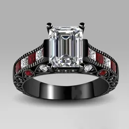 Storlek 5-10 lyx smycken 10kt vitguld fylld gf röd aaa cubic zirconia kvinnor engagemang bröllop ring gåva choucong