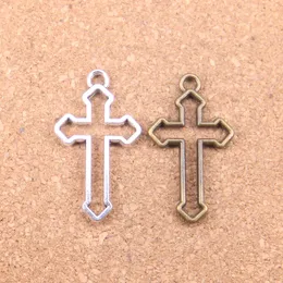 44st Antik Silver Bronze Plated Hollow Cross Charms Pendant DIY Halsband Armband Bangle Fynd 38 * 22mm