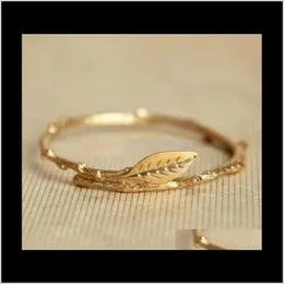 Novlty Friends Bohemian Boho Smycken Trädblad Laurel Leaf Knuckle Toe Ring 18K guld Cq419 Dli2J