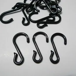 200pcs Black Plastic S Shape Hooks Hanger 210609