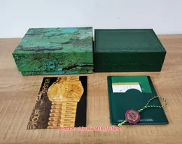 5PCs Topselling Högkvalitativa Perpetual Watches Boxes Green Watch Original Box Card Trä Läderväska för 116660 126610 126710 124300 116500 Armbandsur