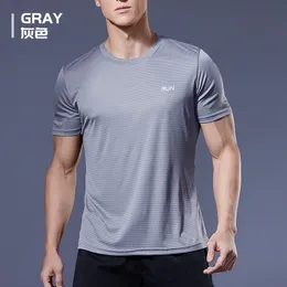 Полиэфирная спортивная рубашка Sport T Мужчины с коротким рукавом тренировки тренировочные футболки фитнеса футболки майки