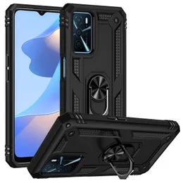 Magnetiska Armor Fodral för Oppo A16 A16S A9 A15 A15S A35 A53 A53S A32 A52 A72 A92 A54 A55 A74 A93 A94 A95 5G CASE Silicon Car Holder Ring Hard RealMe C20 C21 Cover