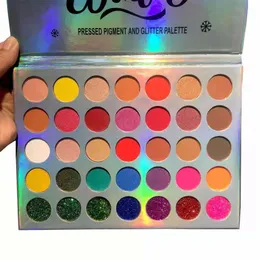 Premium 35 färger Eye Shadow Makeup Bright Färg Matte Shimmer Glitter Pigment Vattentät långvarig pressad pulverpalett för ögon Lätt att bära DHL