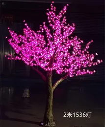 LED CHERRY Blossom Drzewo Boże Narodzenie Dekoracje Ślub Ogród Wakacyjny Światła Square Decor Outdoor World Wodoodporny H: 2m Różowy