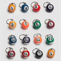 Mini Billiards Shaped Key Ring Assorted Colorful Billiards Pool Small Ball Key chain Hanging Decorations Accessories Nice Gift