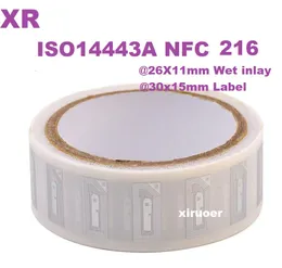 1000 SZTUK RFID 216 Naklejki NFC Paper Roll 216 NFC Etykieta Kwantaż Tag 26x11mm Rozmiar Wkładki 30x15mm Etykieta NFC ISO14443A dla systemu płatności