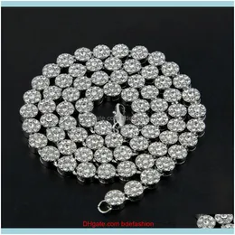 Catene Collane Pendenti Jewelrymens Hip Hop Flower Cluster Black Iced Out Collana a catena Diamanti simulati 30 pollici Gioielli per uomo Hig
