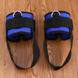 Ankleサポート2ピースストラップパッド入りDリングカフはジムトークアウトケーブルマシンバンド脚の重みの練習（青）