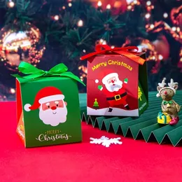 2Color 8 * 7 * 9 cm Christmas Pudełko DIY Papier Santa Opakowania Party Favor Candy Box Party Supplies 200 sztuk T2I52681