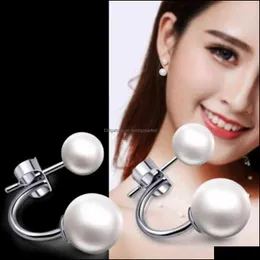 Charm Örhängen Smycken Nehzy 925 Sterling Sier Kvinna Double Pearl Ball Stud Fashion Crescent Princess Temperament Drop Leverans 2021 Jmzyq