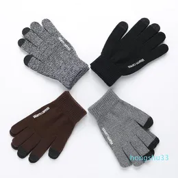 Five Fingers Gloves 1Pair Men Women Thicken Knitted For Phone Screen Unisex Winter Warm Wool Cashmere Solid Mitten Business1