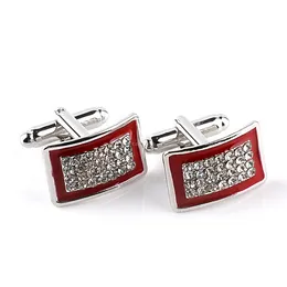 Black Red Business suit Shirt Cuff Link Buttons Enamel Diamond Cufflinks for Women Men Dress Fashion Jewelry Will and Sandy