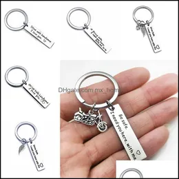 Smycken Tillbehör Baby, Kids Maternity Rostfritt Stål Kör Säkerhet Key Ringar Tag Love Jag behöver dig Keychain Hållare Kvinnor Väska hänger Mens Hej