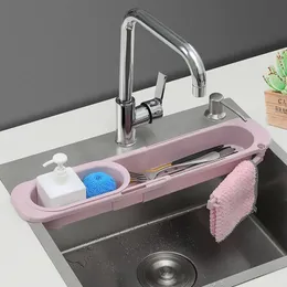 Sublimation Storage Telescopic Sink Rack Soap Sponge Holder Kitchens Sinks Organizer Adjustable Sinks Drainer Racks Storages Basket Kitchen Accessories