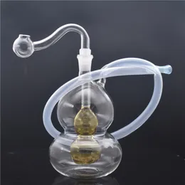 Cheap Gourd shape Bong Glass Oil Rigs Mini smoking water Pipes Blunt Bubbler beaker bong with glass oil burner pipe and hose