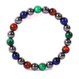 Red, Green and Blue Tiger's Eye Bracelet Black Iron Ore with Tiger's Eye Bracelet Fashion Jewelry