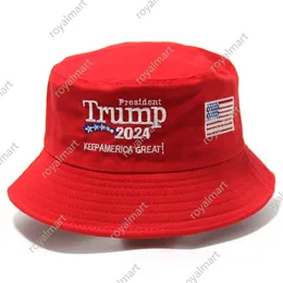 Шляпа-ведро с вышивкой Дональда Трампа 2024 года Keep America Great Fish Cap Hats