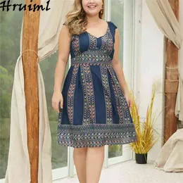 Vestido A-Line Temperamento V-Neck Stitching Impressão Slim Plus Size Mid-Length Moda Venda Festa Cluidor Kleider Damen 210513