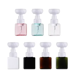 Square Foaming Soap Dispenser Bottles, 250ml (8.3oz) Refillable Flower Shape Foam Pump Bottle Plastic for Bathroom Vanities or Kitchen Sink, Countertops