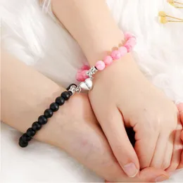 Charm-Armbänder-Set, Armband, Paare, geflochtenes Seil, schwarz-weiße Perlen, natürlicher Tigerauge-Lavastein, Schmuck, Geschenke für Wetten, Freunde