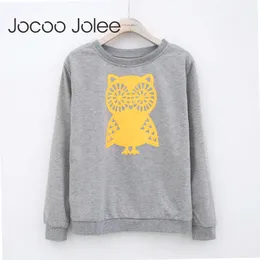 JOCOO JOLEE O-Neck Women Pullovers Owl Print Casual Hoodies Sweatshirt Fashion Brand Street Kläder Vår ankomst 210619