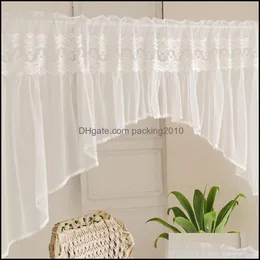 Curtain & Drapes Home Deco El Supplies Garden Lace Arc Short Curtains For Kitchen Bathroom Balcony Cupboard Closet White Embroidery Door Hal