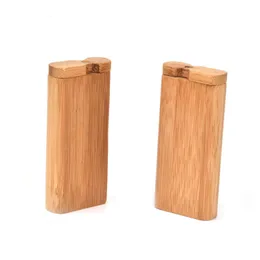 Portasigarette in legno di bambù naturale Filtro per tabacco alle erbe secche One Hitter Catcher Taster Tubo per fumatori Sigillo rotante portatile Contenitore per piroga Fatto a mano DHL