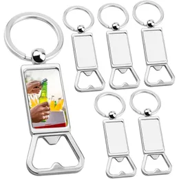 Sublimation Blank Beer Bottle Opener Keychain Pendant Metal Heat Transfer Corkscrew Key Ring Household Kitchen Tools