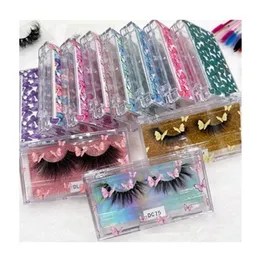Fjärilar Acrylic Eyelash Box Annan Makeup Tomma 3D Mink Eyelashes Fodral Specialisera Ny stil Falska Lashes Förpackningsverktyg