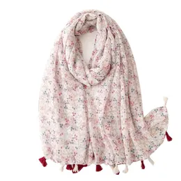 Scarves Soft Bomull Handfeeling Kvinnor Sjal Utskrift High Quality Hijab Scarf Wholesales Pashmina Kvinna Bandana