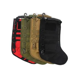 Molle julstrumpor strumpor taktisk väska Utility nylon lagring dekoration väska militärbekämpning jakt pack magazine påsar Q0705