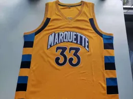 Rzadkie koszulki do koszykówki mężczyźni Młodzież Kobiety Vintage #33 Jimmy Butler 33 Marquette Yellow High School College Size S-5xl Niestandardowy nazwa lub numer