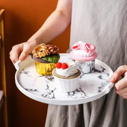 Backen Gebäck Werkzeuge Keramik Kuchen Tablett Glas Abdeckung Europäischen-stil Dessert Brot Obst Lagerung Display Verkostung Mit Deckel