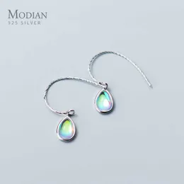 Klasik 925 Ayar Gümüş Vintage Opal Kristal Damla Küpe Moda Altın Renk Dangle Kulak Kadınlar Için Güzel Takı Hediyeler 210707