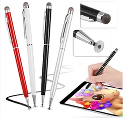 2 IN1 Kapacitiv Pen Touch Screen Drawing Pennor Stylus med ledande trasa Sucker Microfiber Head för Tablet PC Smart Phone