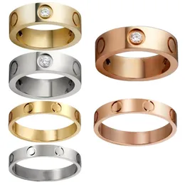 Titanium stål kärlek ring kvinnor män lova silver guld vigselringar för älskare par smycken med dammpåse