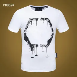 PP 패션 남성 디자이너 슬림 피트 티셔츠 여름 라인 석 반소매 라운드 넥 셔츠 티 해골 프린트 탑 Streetwear 칼라 폴로 M-xxxL sp8862