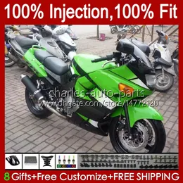 Injektionskroppar för Kawasaki Ninja Green Glossy ZZR400 ZZR-400 ZZR-600 00 01 02 03 04 05 06 07 84HC.40 ZZR 600 400 ZZR600 1993 1994 1995 1996 1997 1999 OEM Fairing Kit