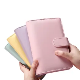 A6 PU Leather Notebook Notepads Cover Refillable 6 Ring Binder Loose Leaf Personal Organizer Blue Yellow Purple Pink XBJK2105