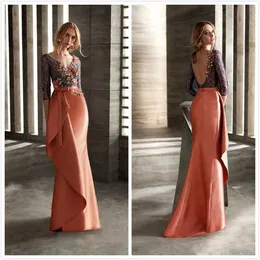 Koronkowa Zroszona Mermaid 2022 Afryki Suknie Wieczorowe Głębokie V-Neck Satin Prom Dresses Tanie Seksowne Formalne Party Druhna Pagewana Suknie