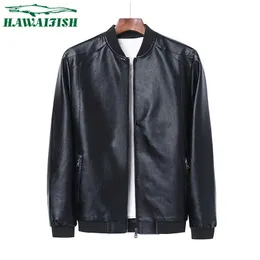 Hawaifish brand motorcycle jacket men Autumn Casual fashion PU Biker clothes solid high quality coat plus size 211009