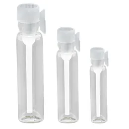 100Pcs 1/2/3ml Mini Clear Empty Glass Bottle Perfume Sample Vials with Plastic Rod Cap for Essential Oil Aromatherapy